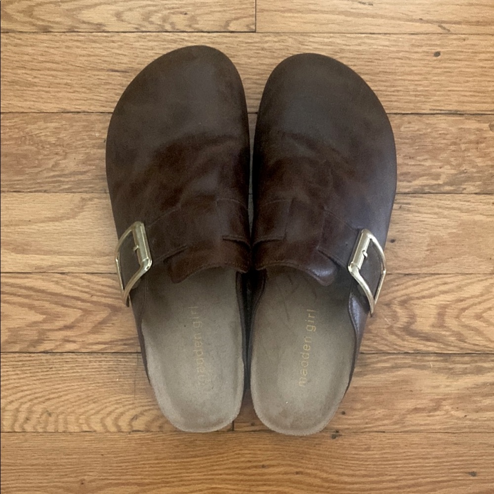 Madden Girl Dark Brown Mules with Buckle